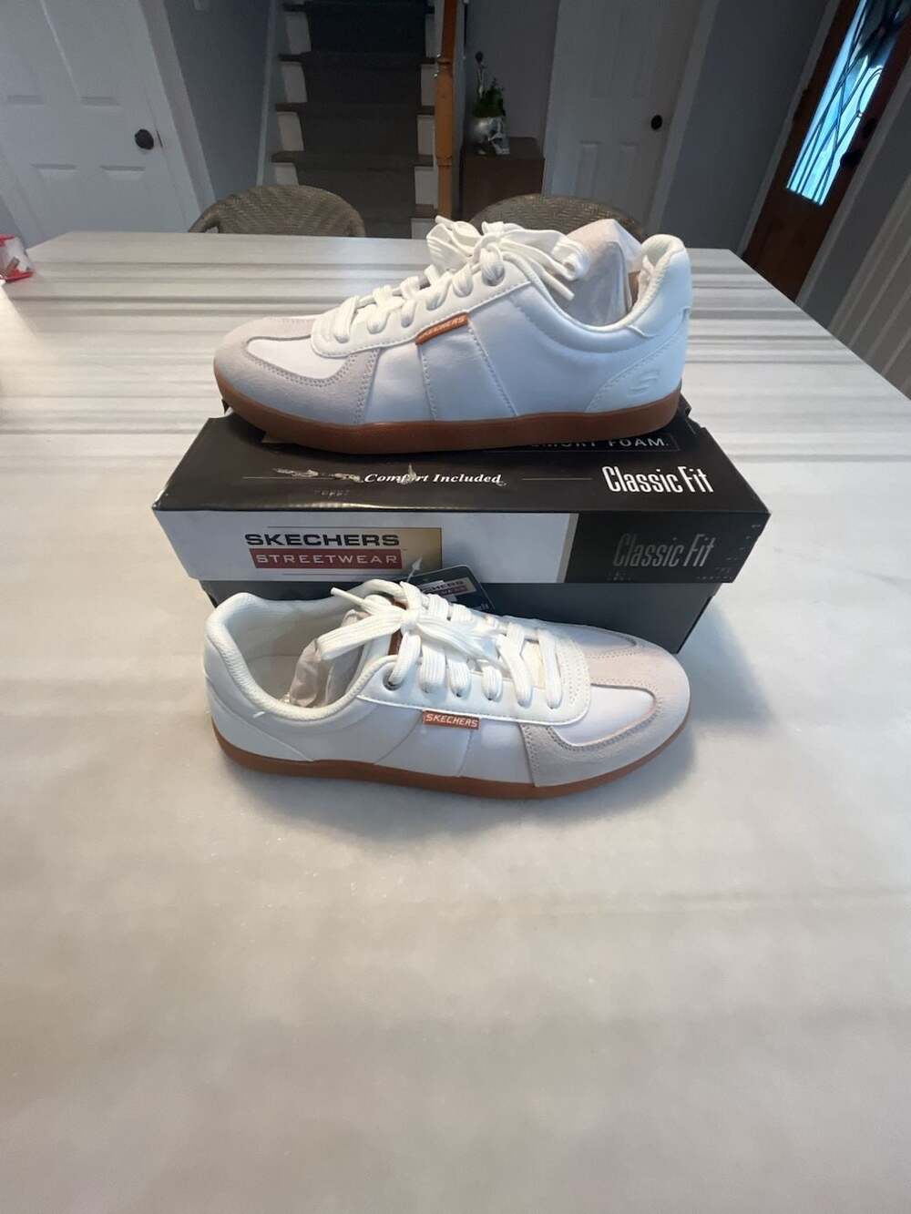 Skechers Placer Court Sneaker White Gum Sole